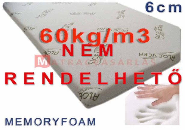 Aloe memory 6 fedőmatrac - emlékezőhab, memóriahab 60kg/m3